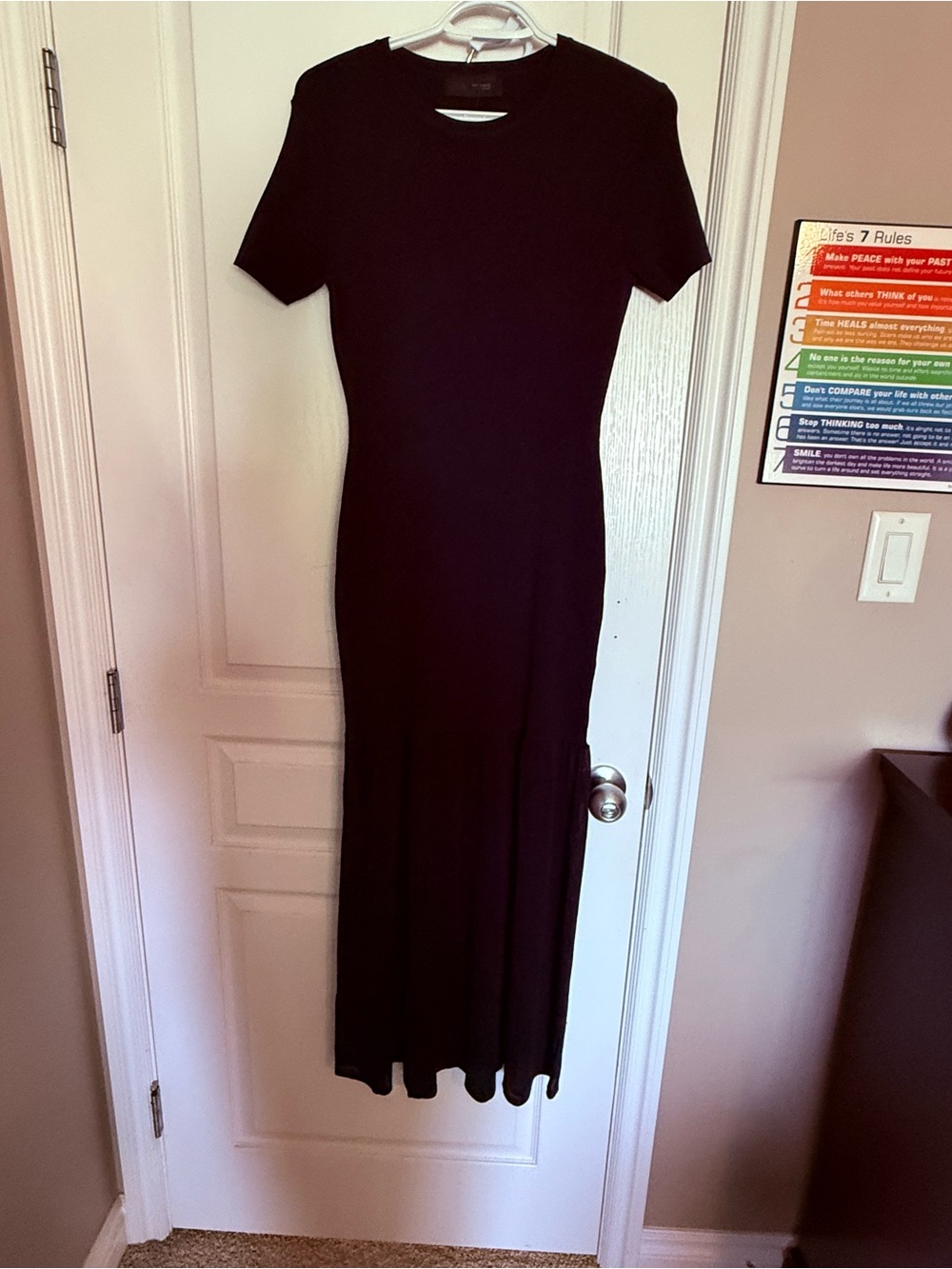 Zara Black Short-Sleeve Maxi Dress